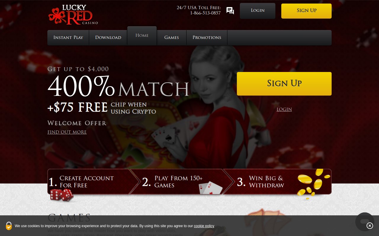 Lucky Red Casino homepage screenshot