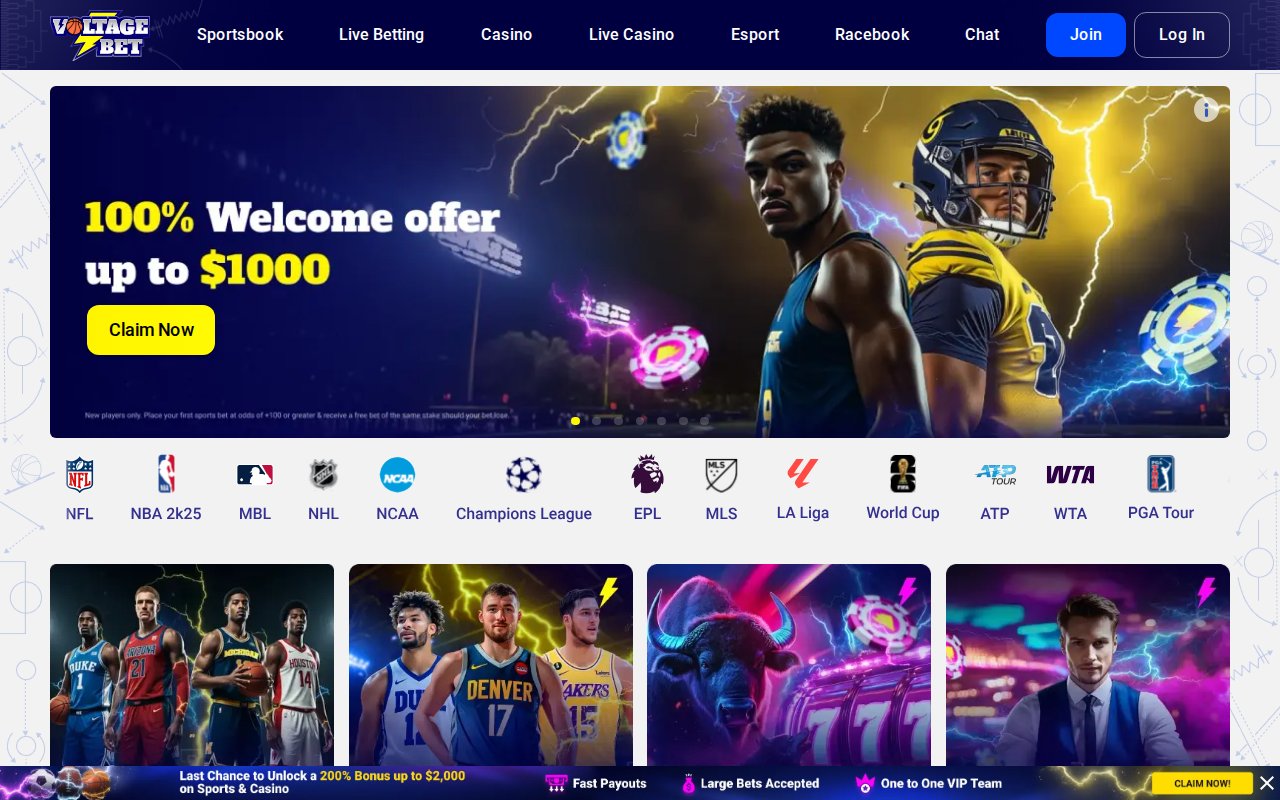 VoltageBet homepage screenshot